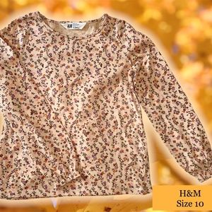 H&M long sleeve girl floral shirt size 10